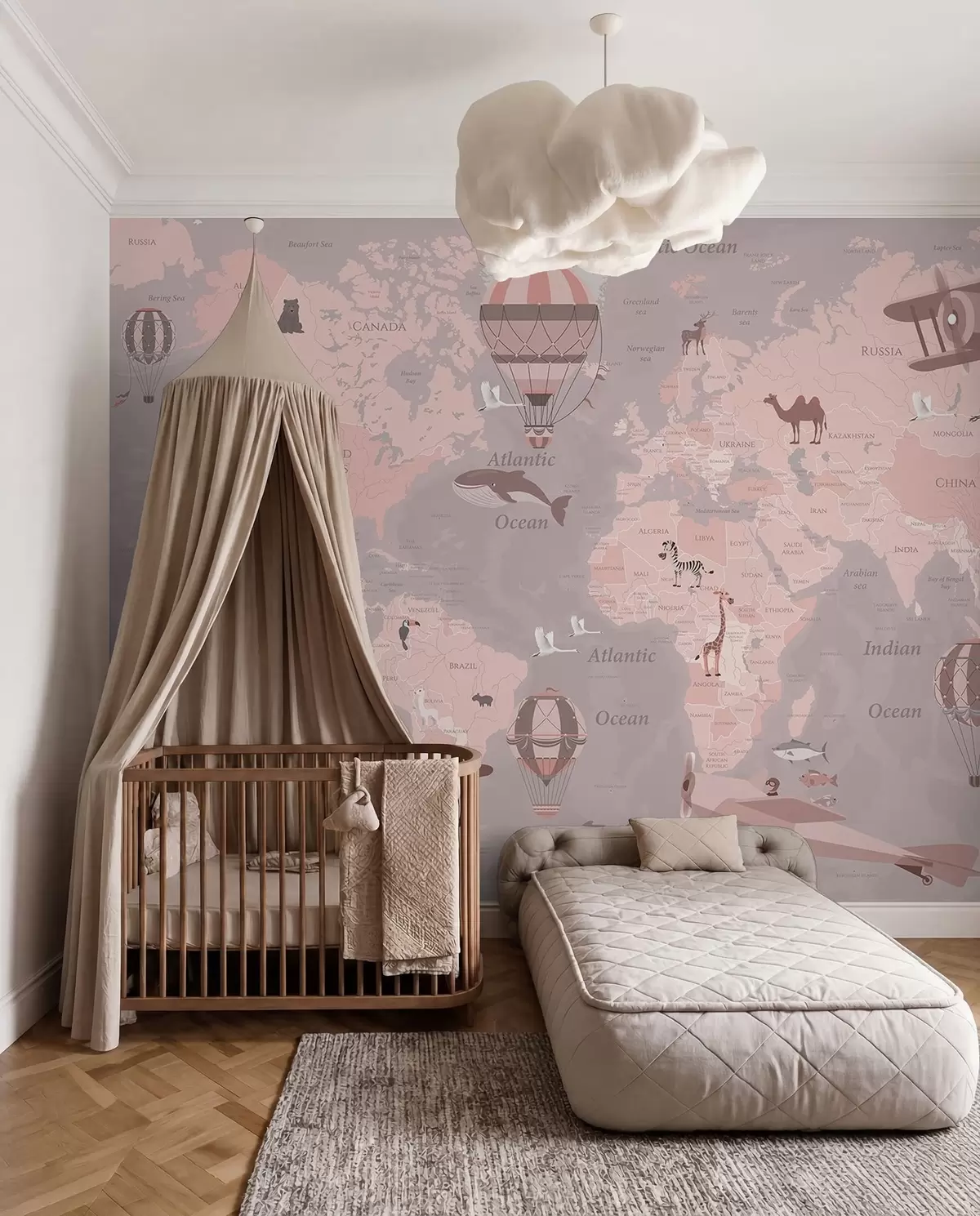 murales de pared Atlas de vuelo rosa en inglés u36066v6