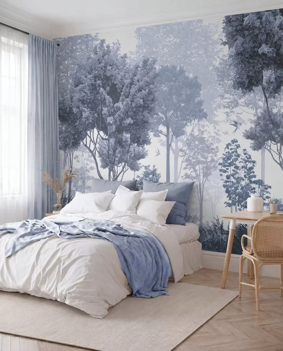 murales de pared Claro de bosque en azul u72134v1