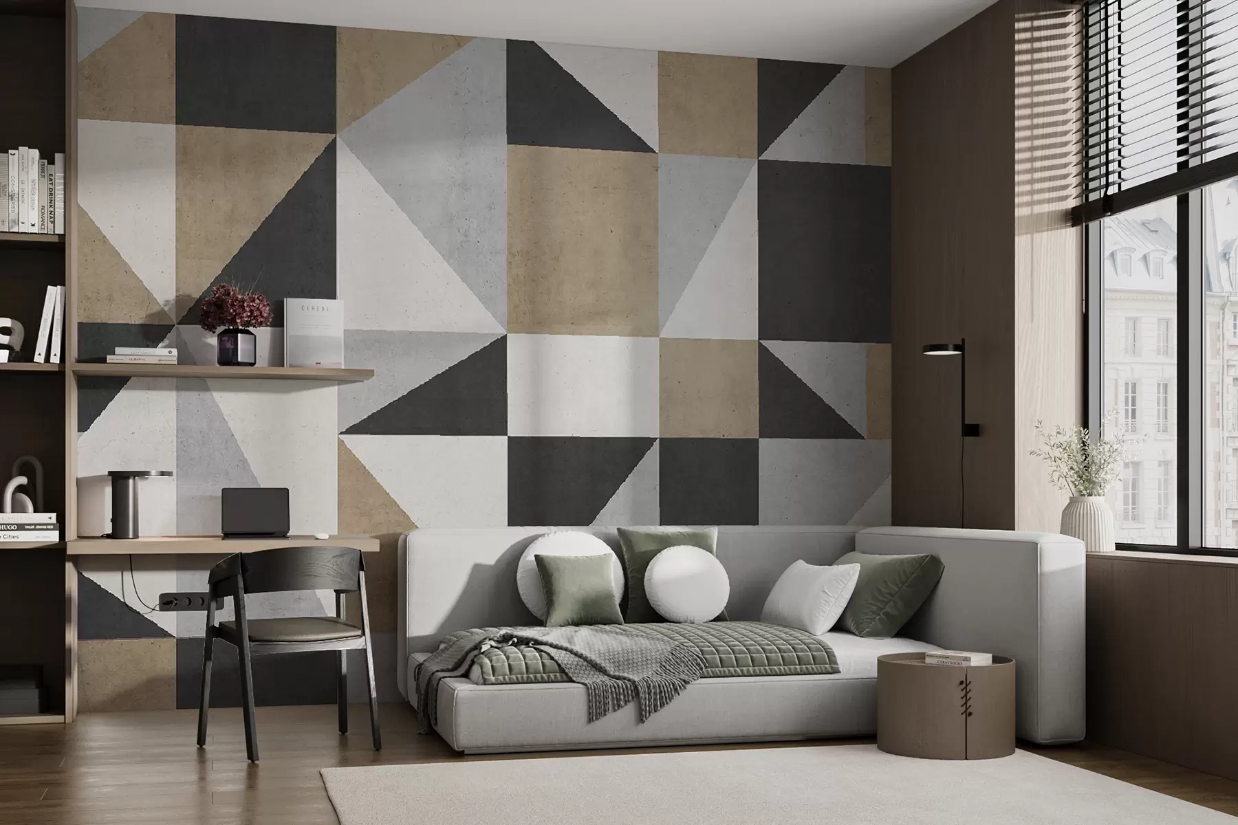 murales de pared Abstracción geométrica en un muro de hormigón u97643