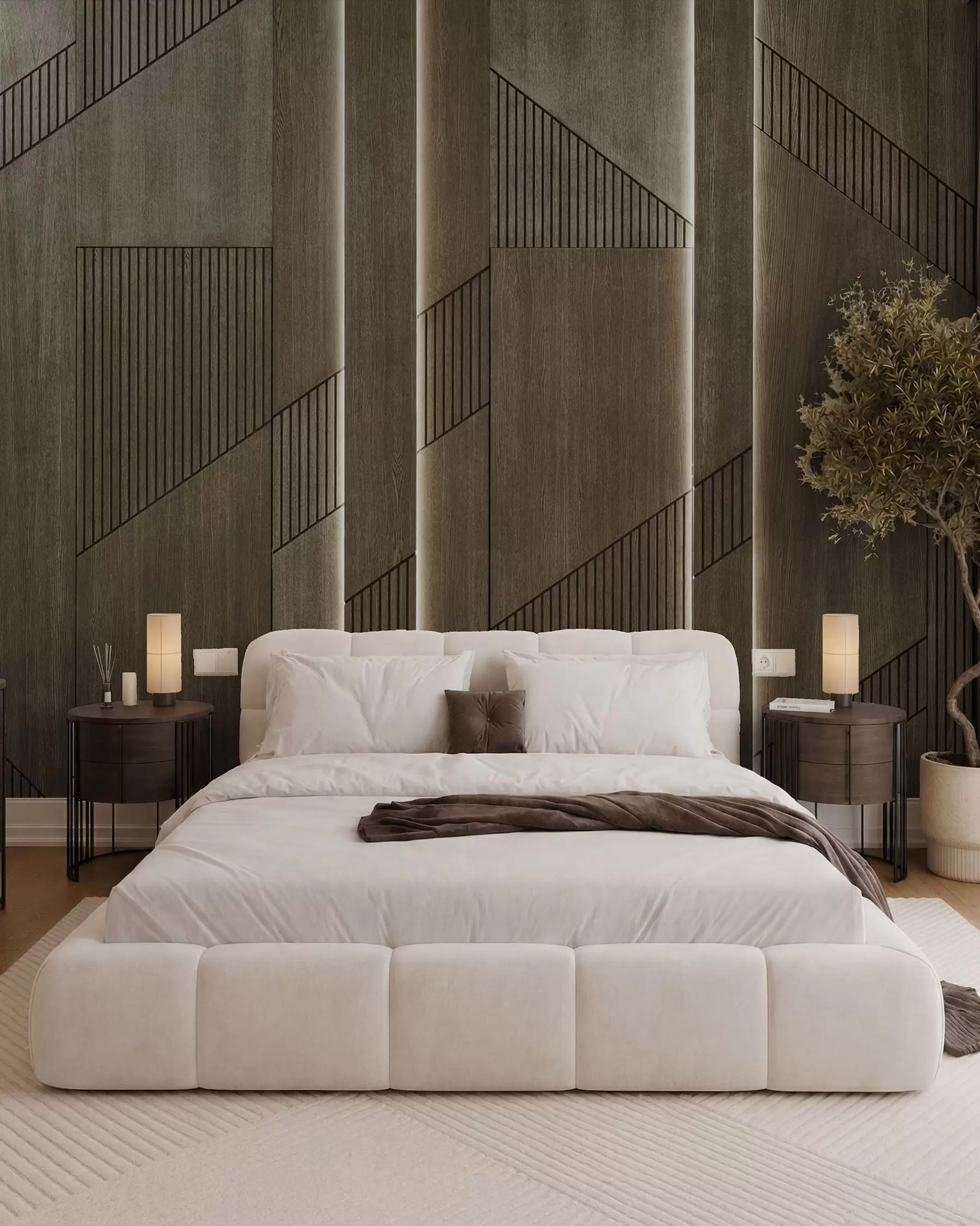 murales de pared Líneas y ángulos de madera u97555