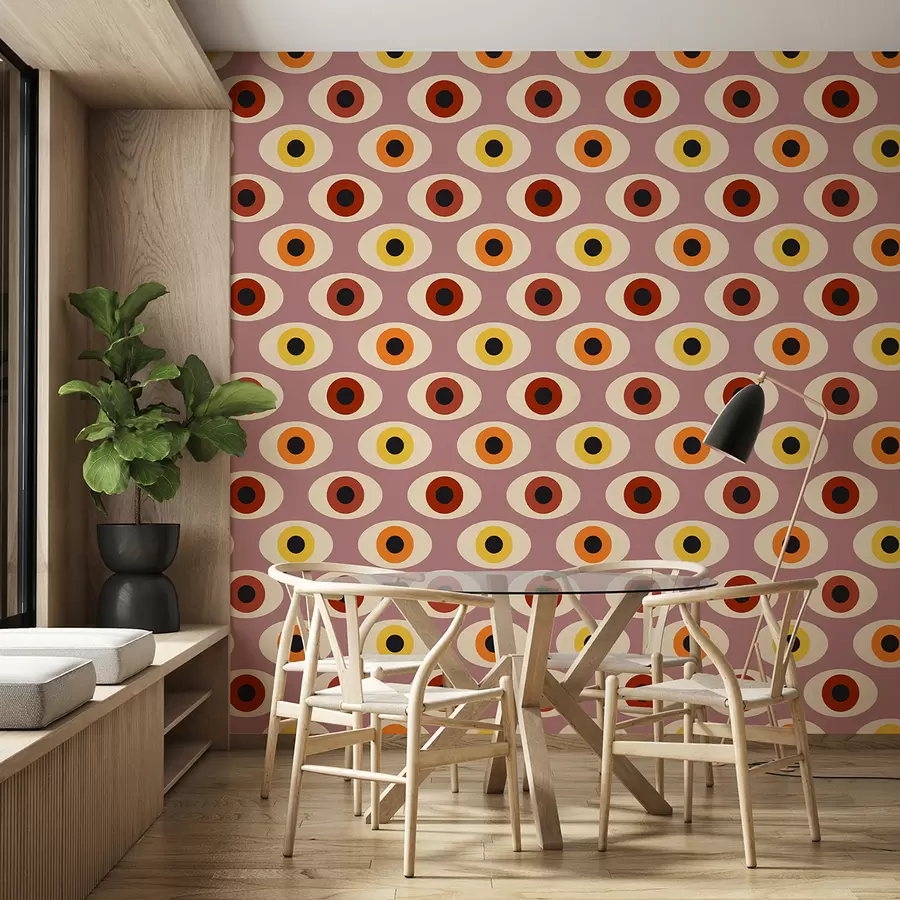 murales de pared Ojos de estilo retro en tonos rosas u51618v1