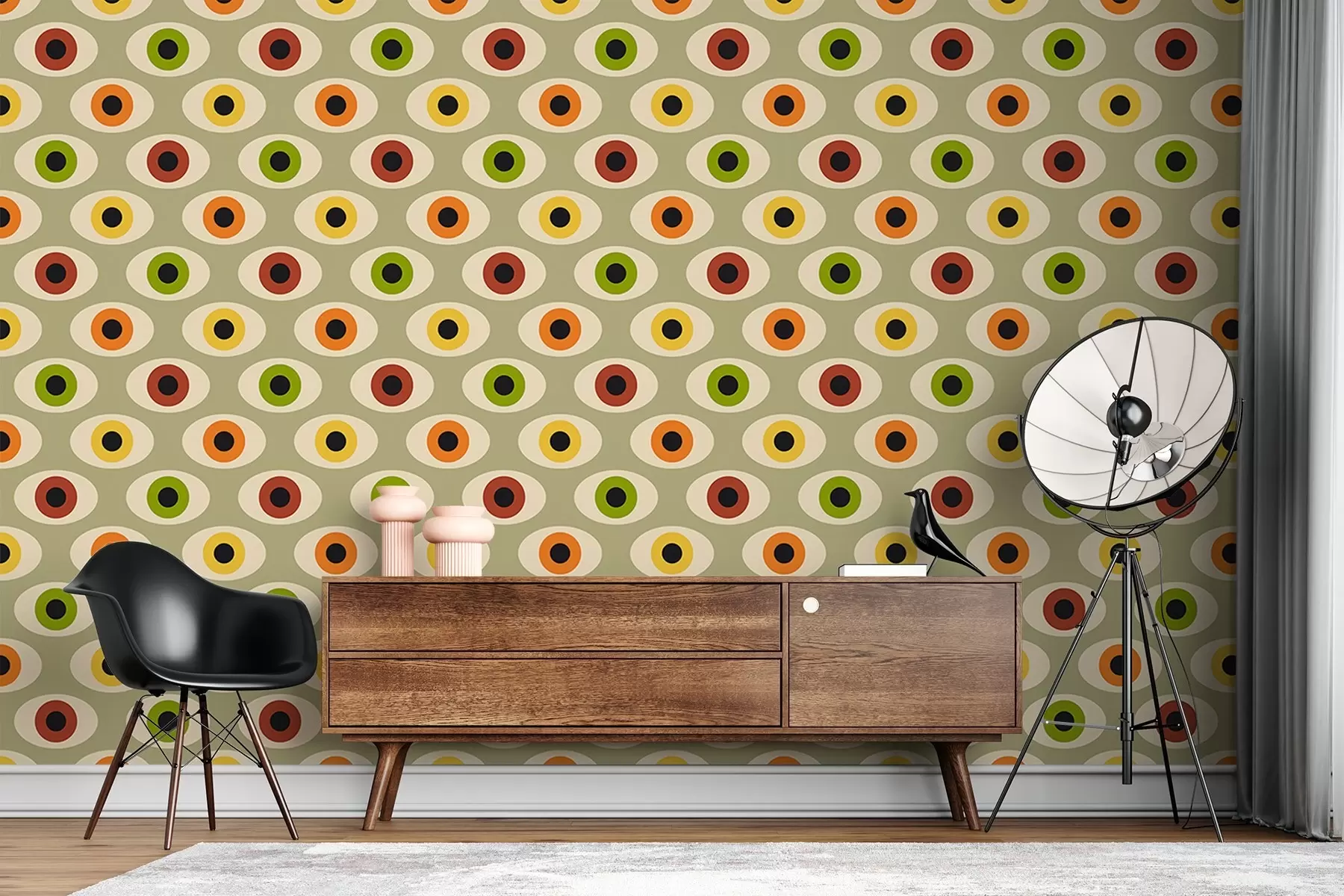 murales de pared Ojos de estilo retro en tonos verdes u51618v2