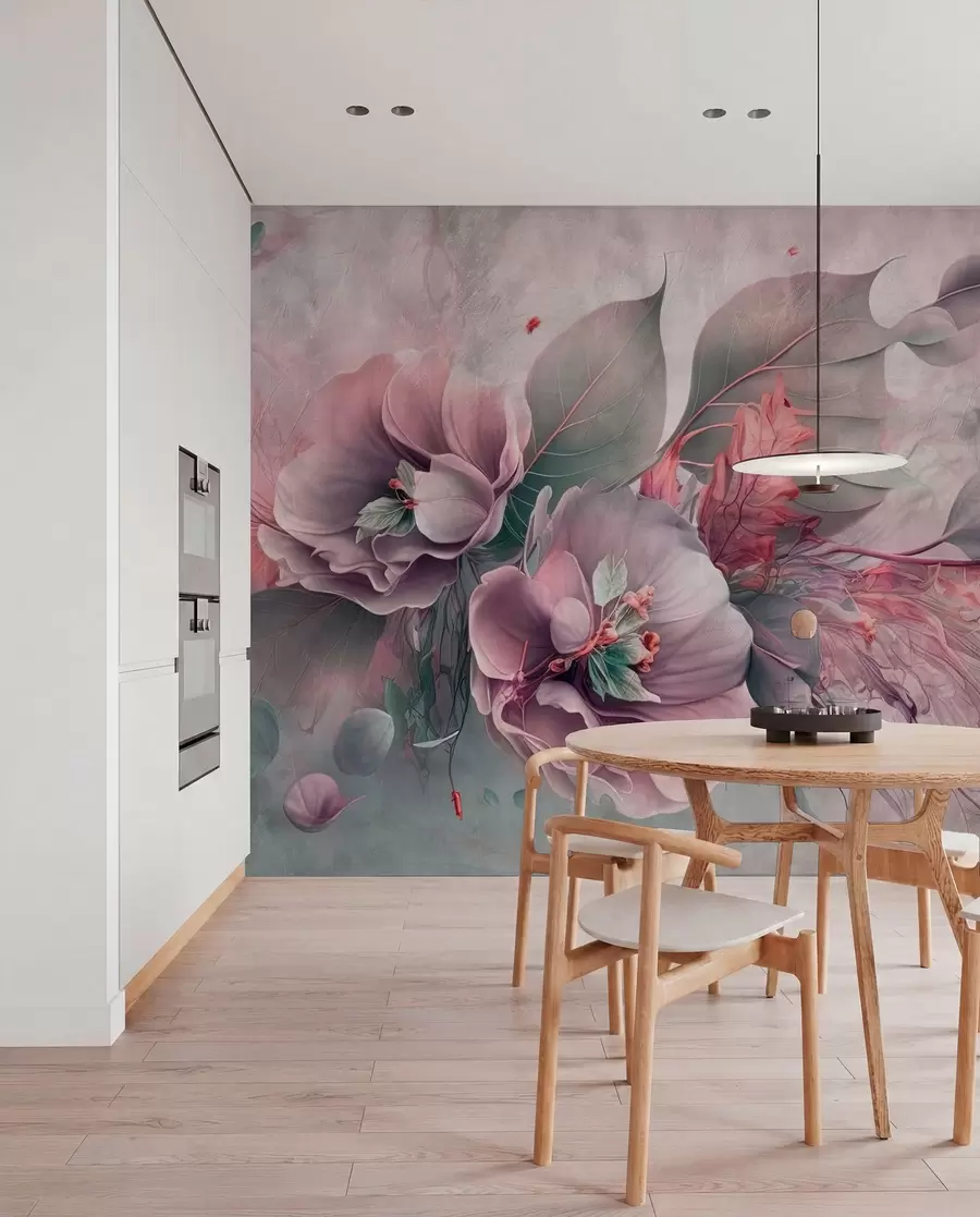 murales de pared Capas de pétalos malva u93930v2