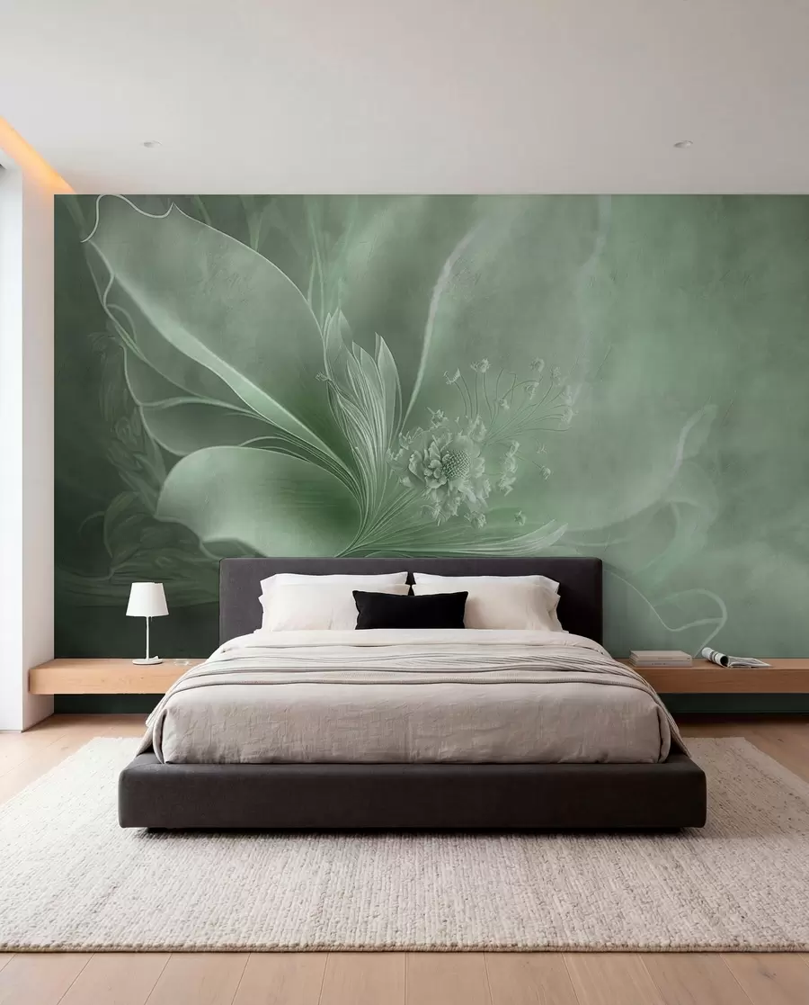 murales de pared Una flor muy delicada en tonos verdes u93944v3