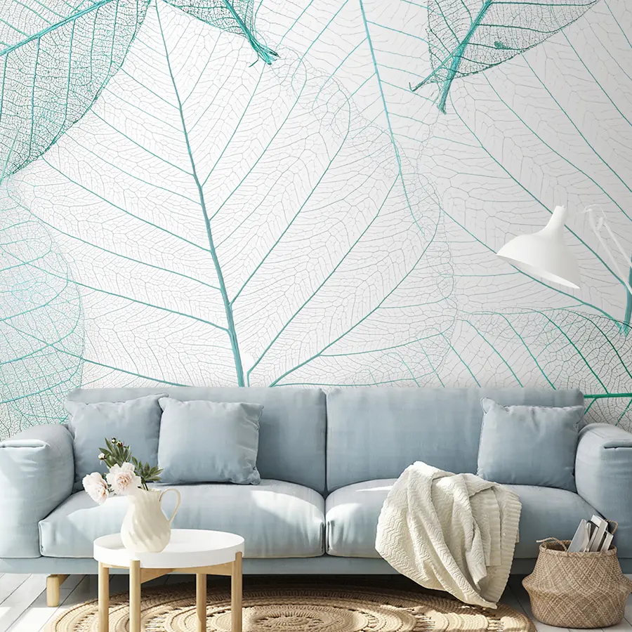 murales de pared Hojas transparentes de color verde u24439v3