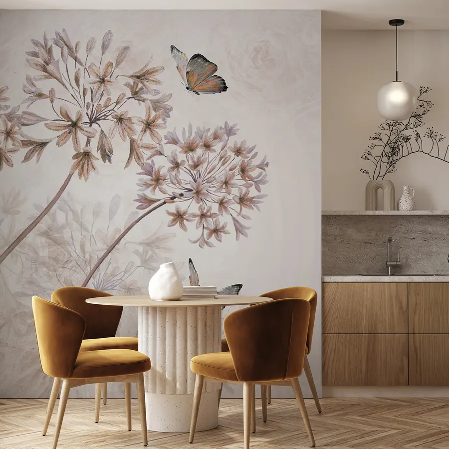 murales de pared Planta, flor y azul en colores marrones u35495v1