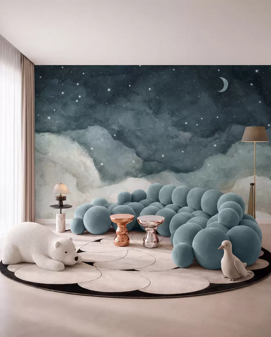 murales de pared Luna sobre nubes petróleo u96076v2
