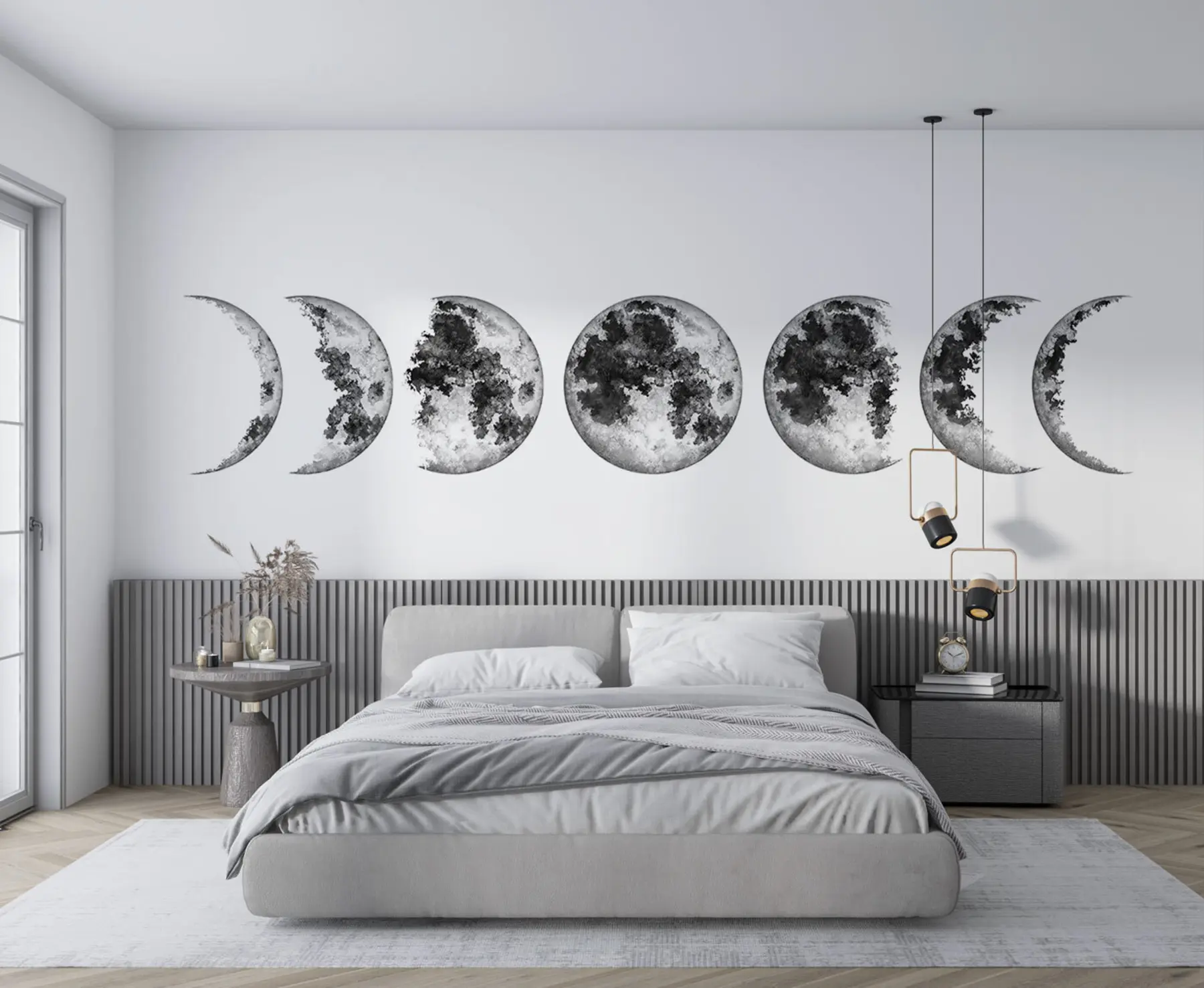 murales de pared Fases de la Luna aisladas sobre fondo blanco u98058