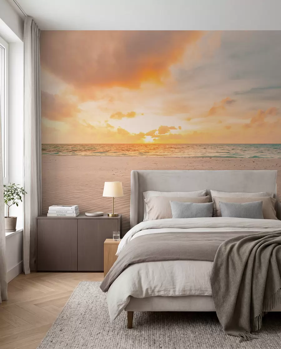 murales de pared Playa arena blanca mar y olas u97894