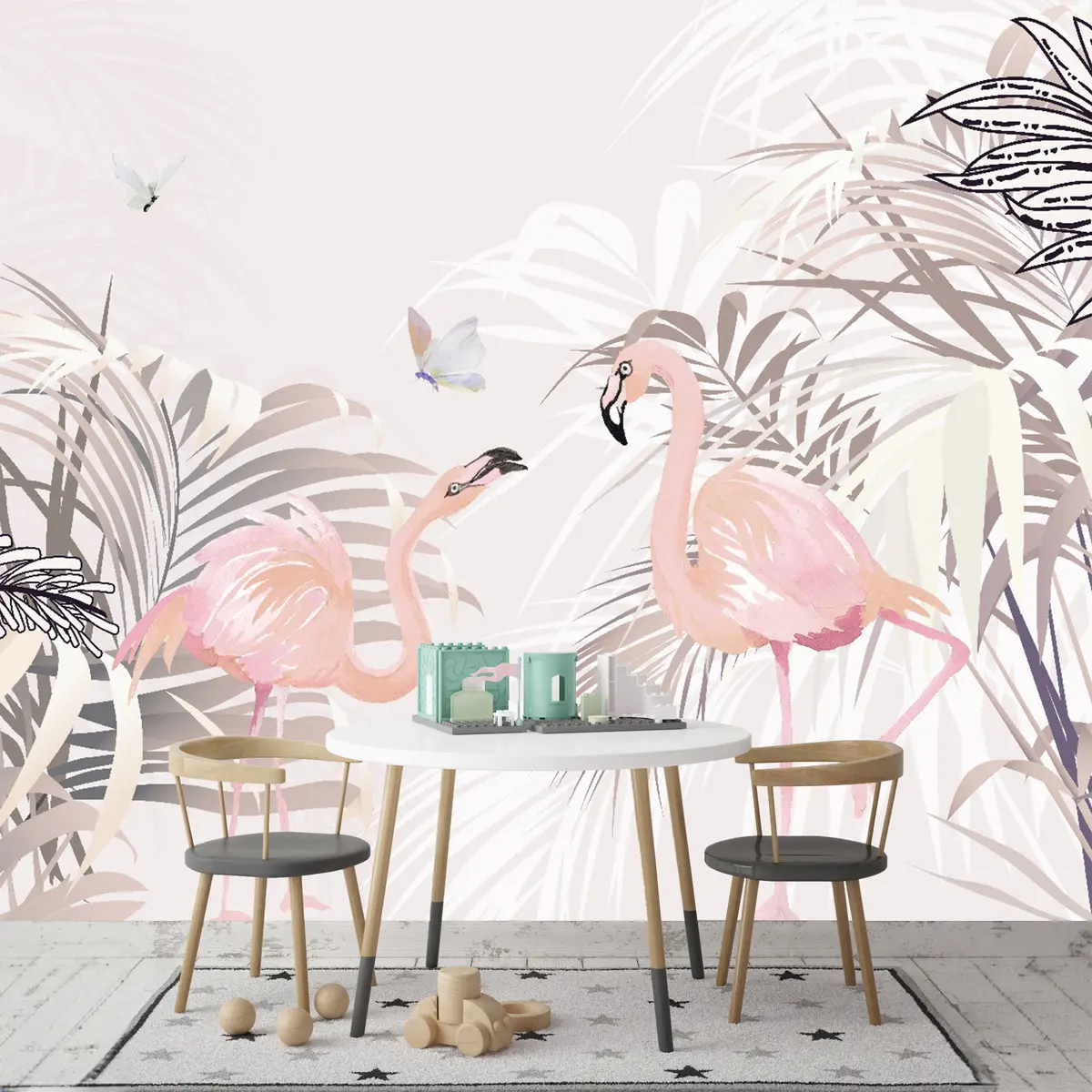 murales de pared Flamencos tropicales u35228