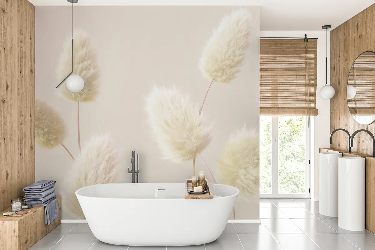 murales de pared Flores secas beige de moda en estilo boho u98432v1