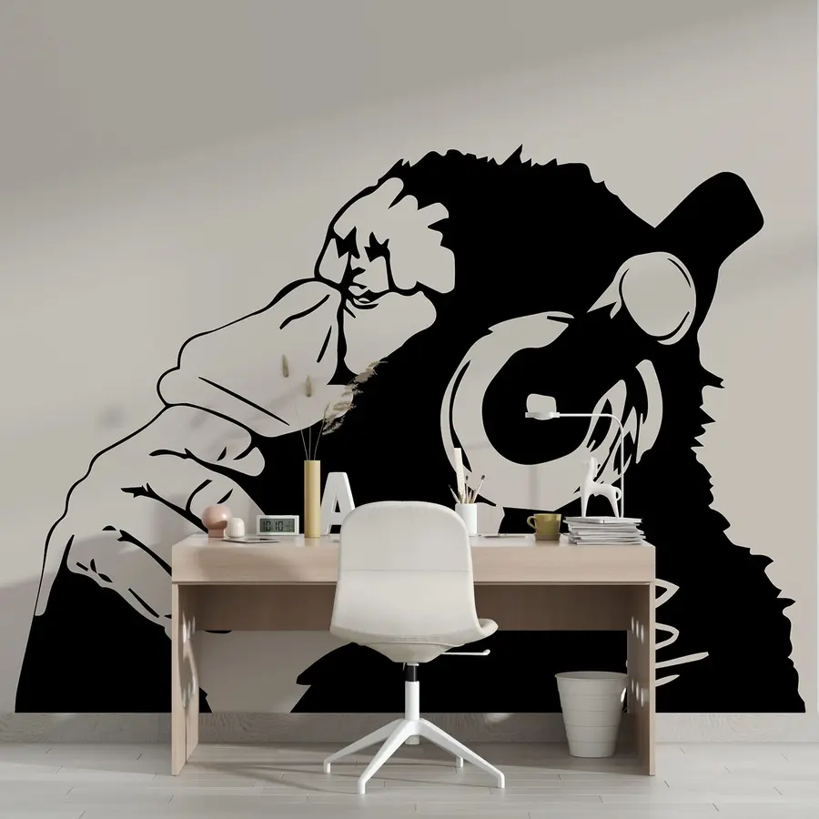 murales de pared Un mono escuchando música u98182