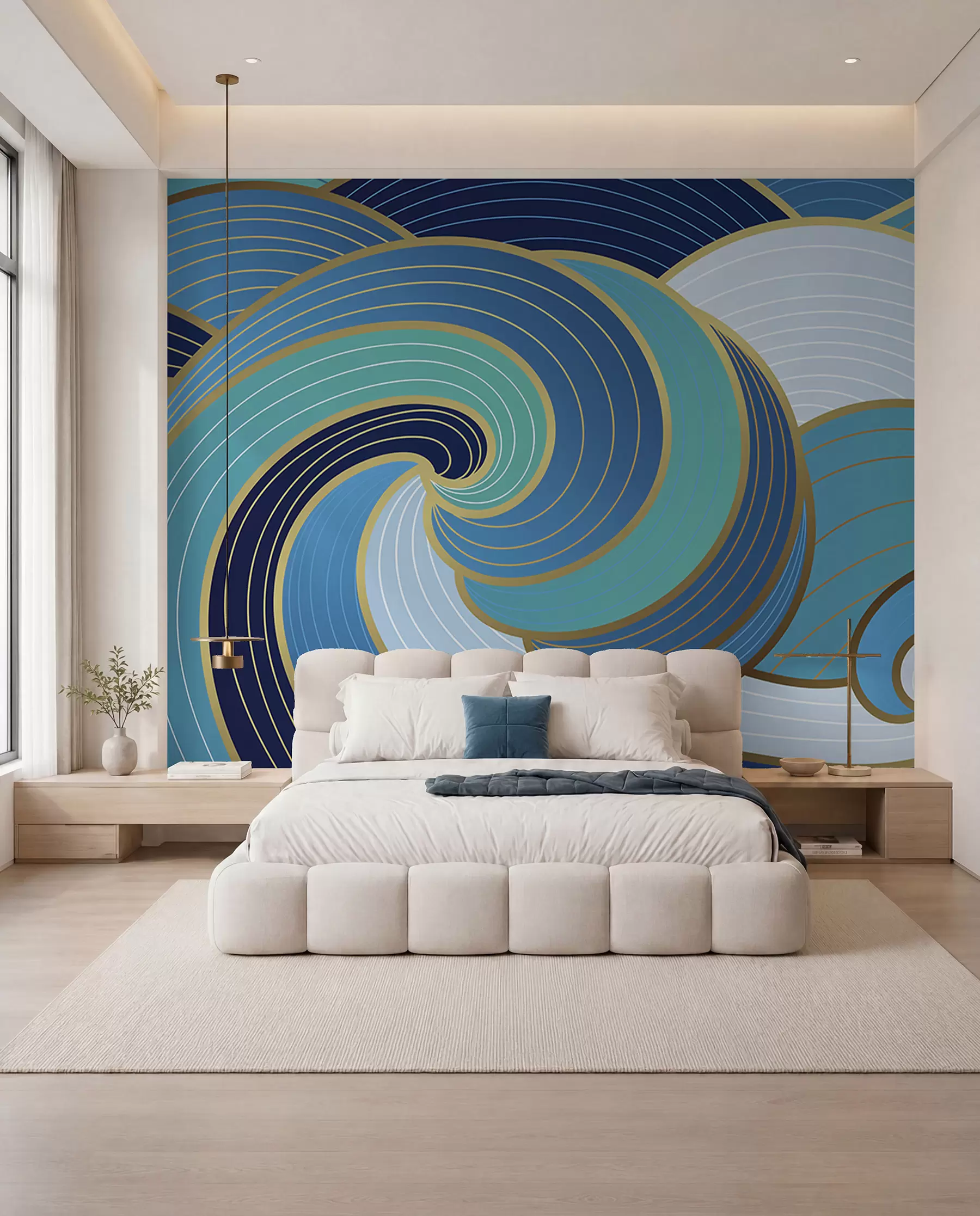 murales de pared Ritmo de olas azules u98590