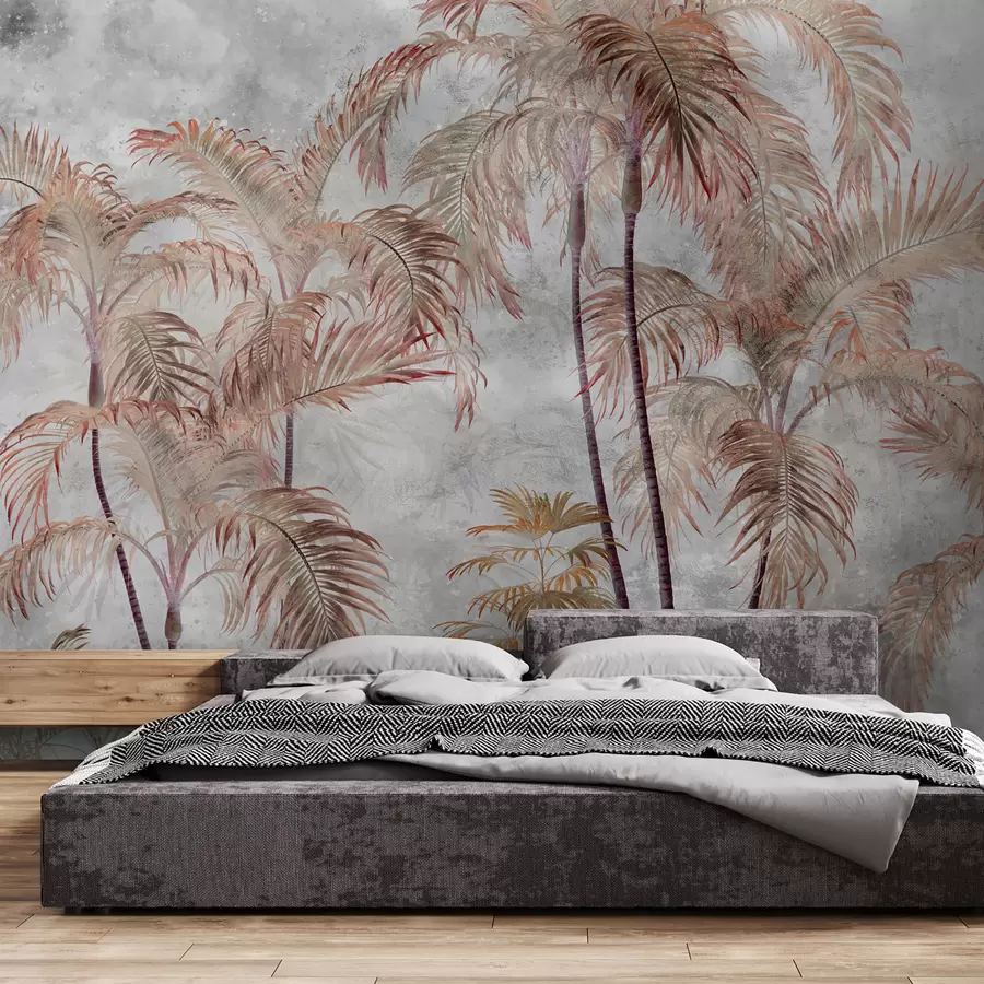 murales de pared Palmeras tropicales en la pared de concreto u98586