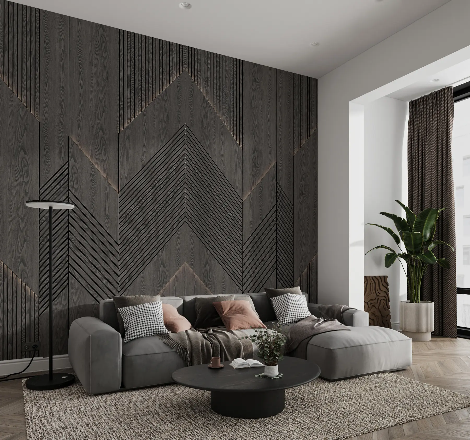murales de pared Paneles geométricos de madera u98885