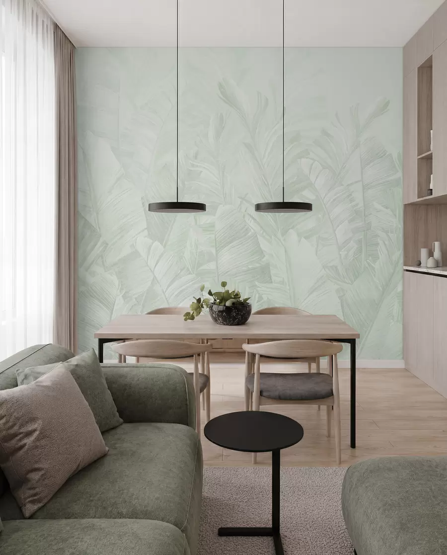 murales de pared Hojas de moda en verdes tropicales u98951v4