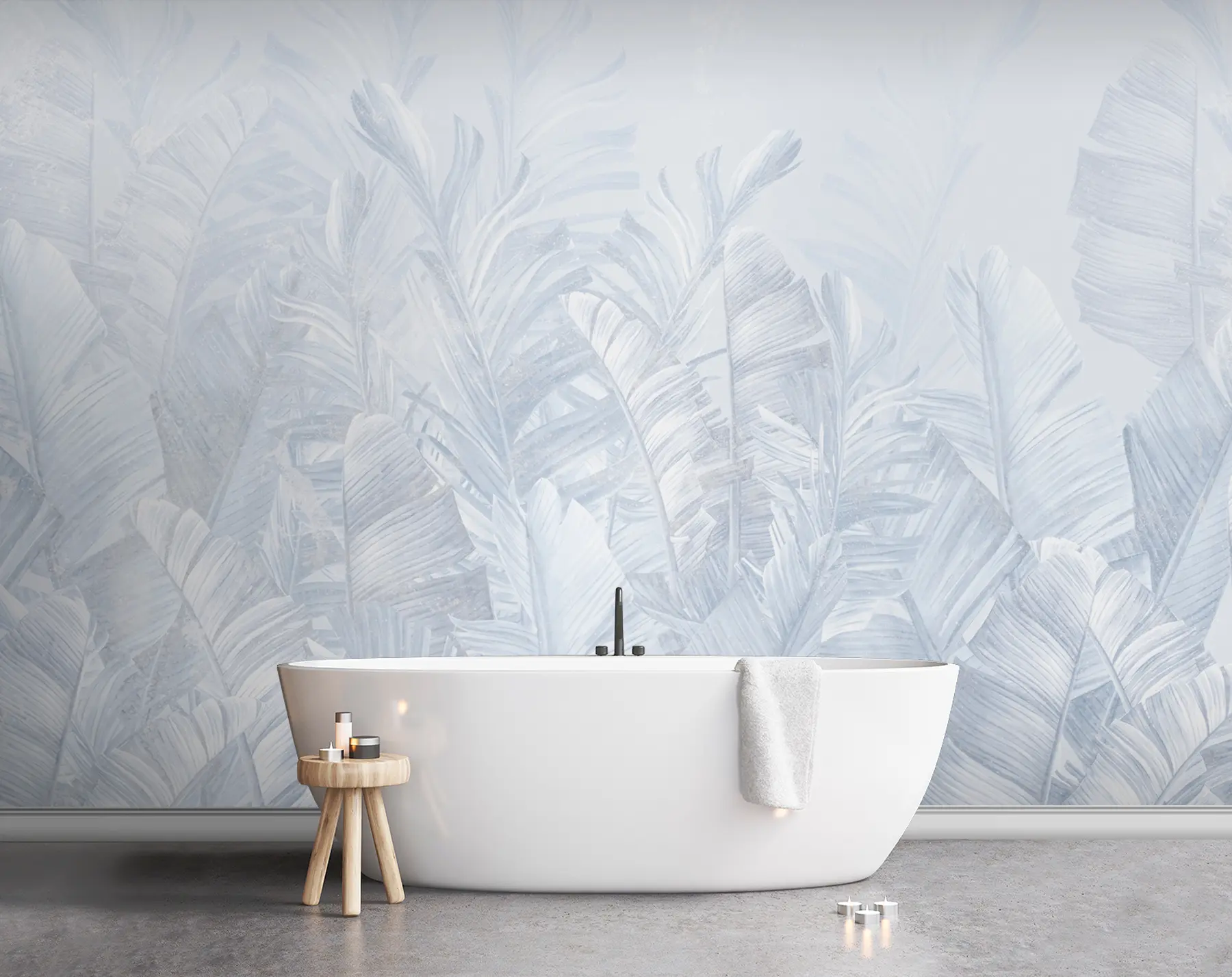 murales de pared Hojas azules tropicales de moda u98951v5