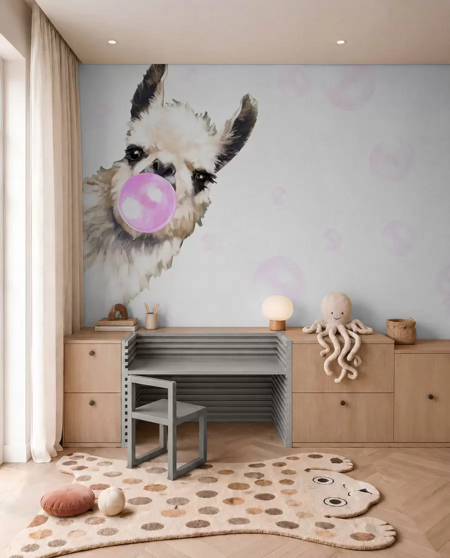 murales de pared Llama con pompa de chicle u98952