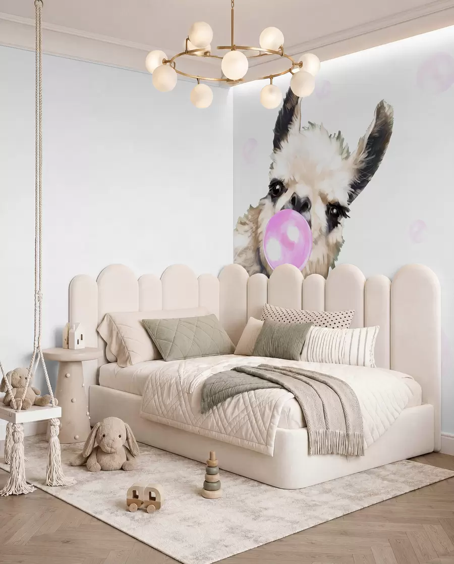 murales de pared Llama con pompa de chicle u98952