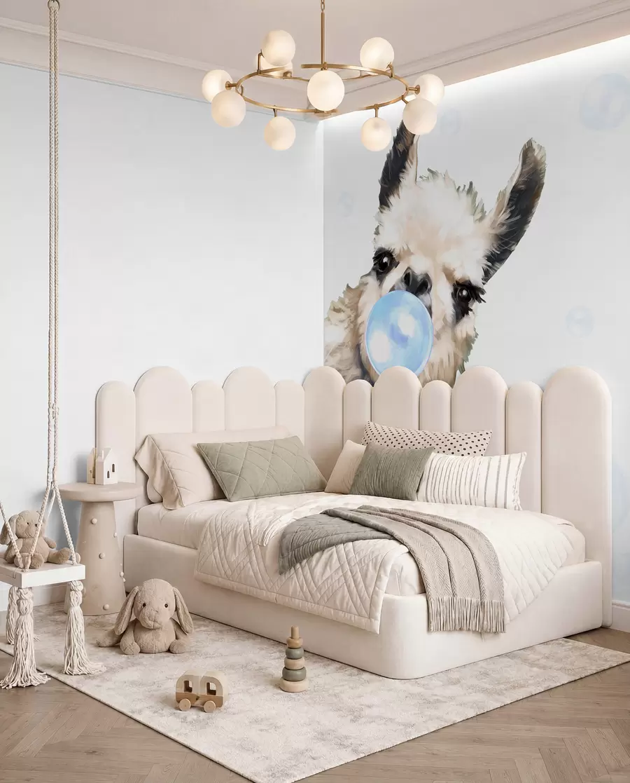 murales de pared Llama con chicle azul u98952v1
