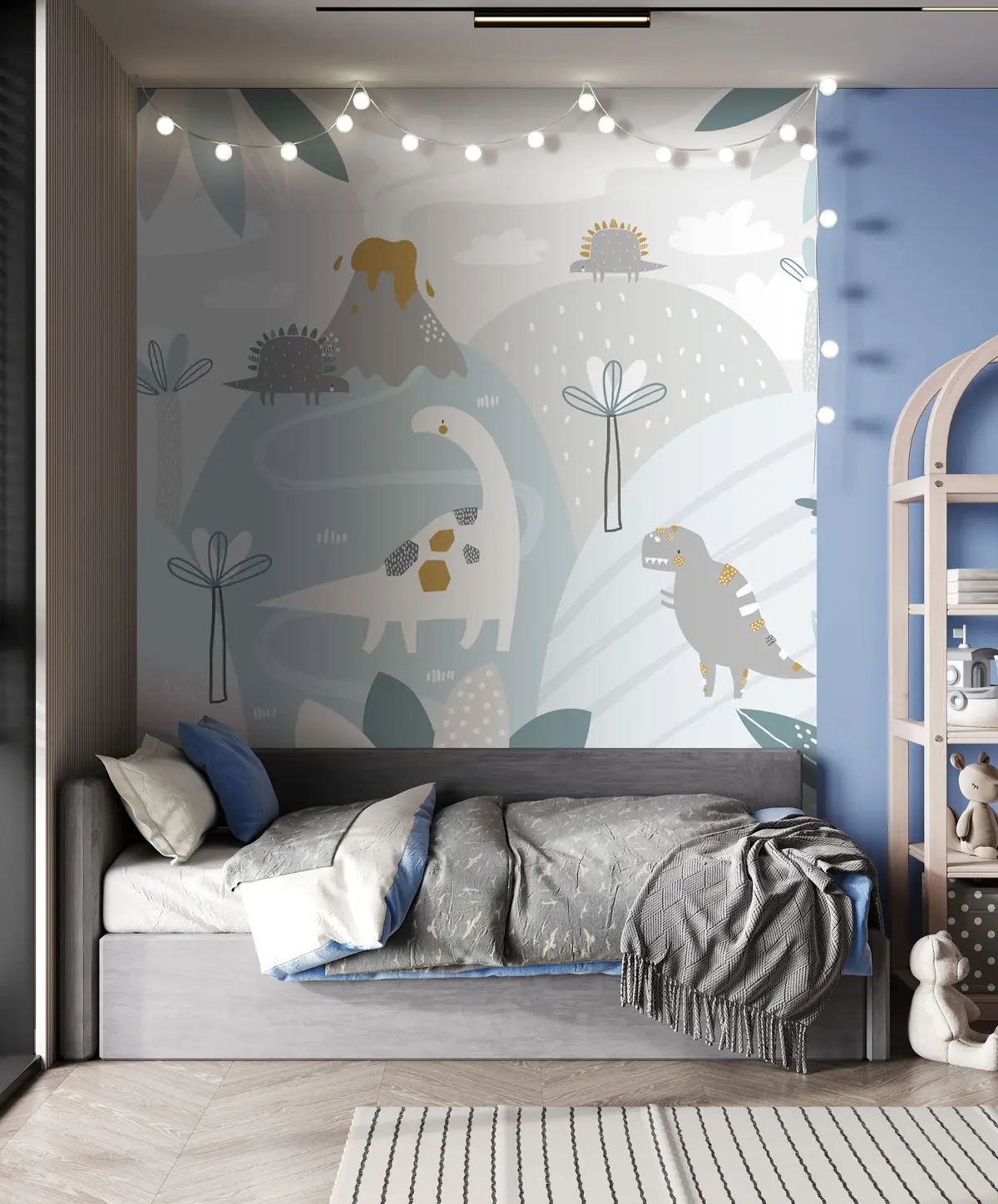 murales de pared Montañas y dinosaurios al estilo escandinavo u98918