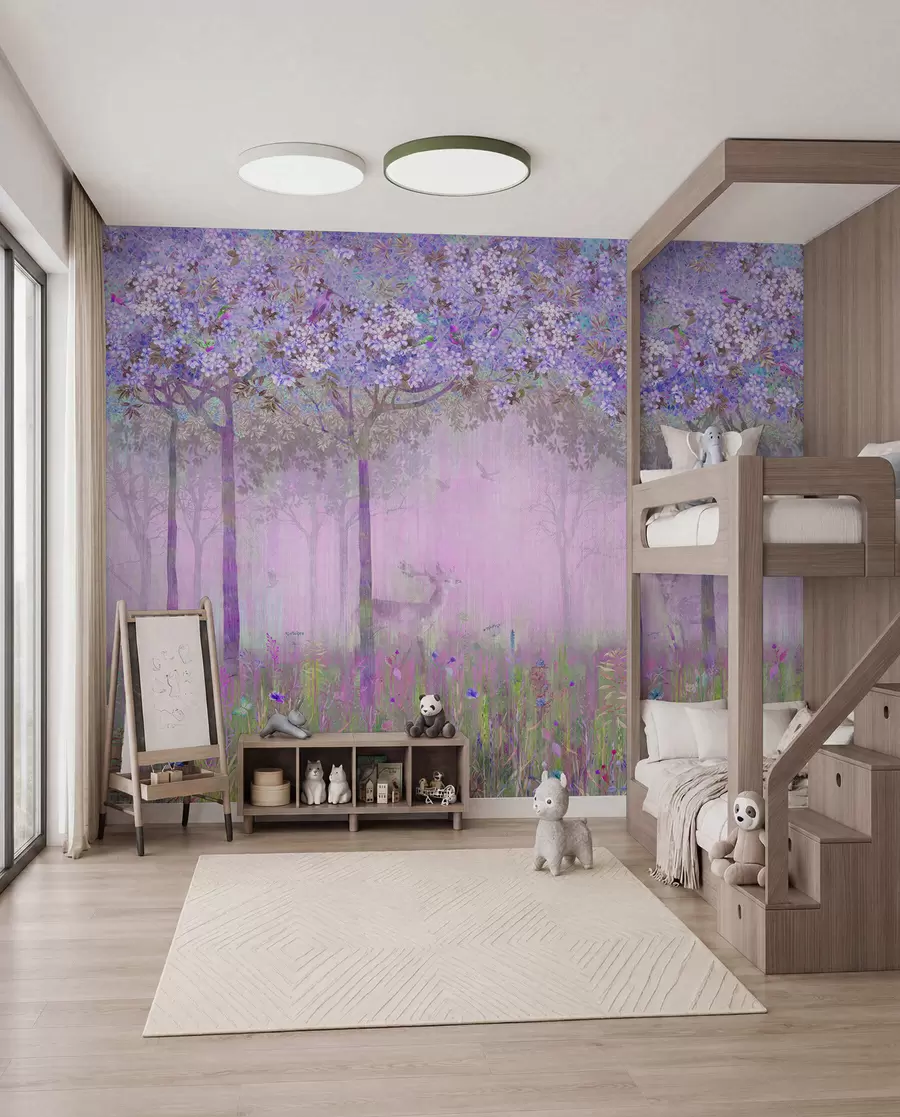 murales de pared Bosque en flor — Lila u62100v2