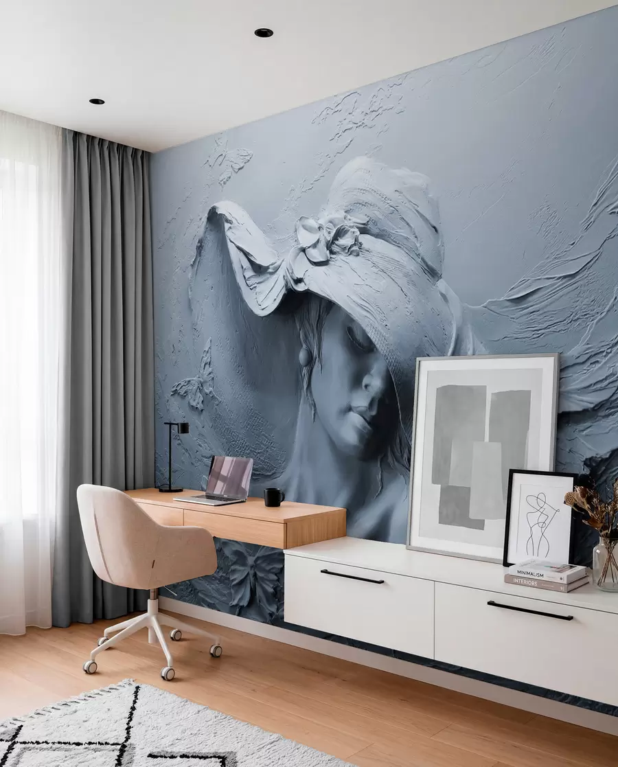 murales de pared Dama esculpida en azul u62592v2