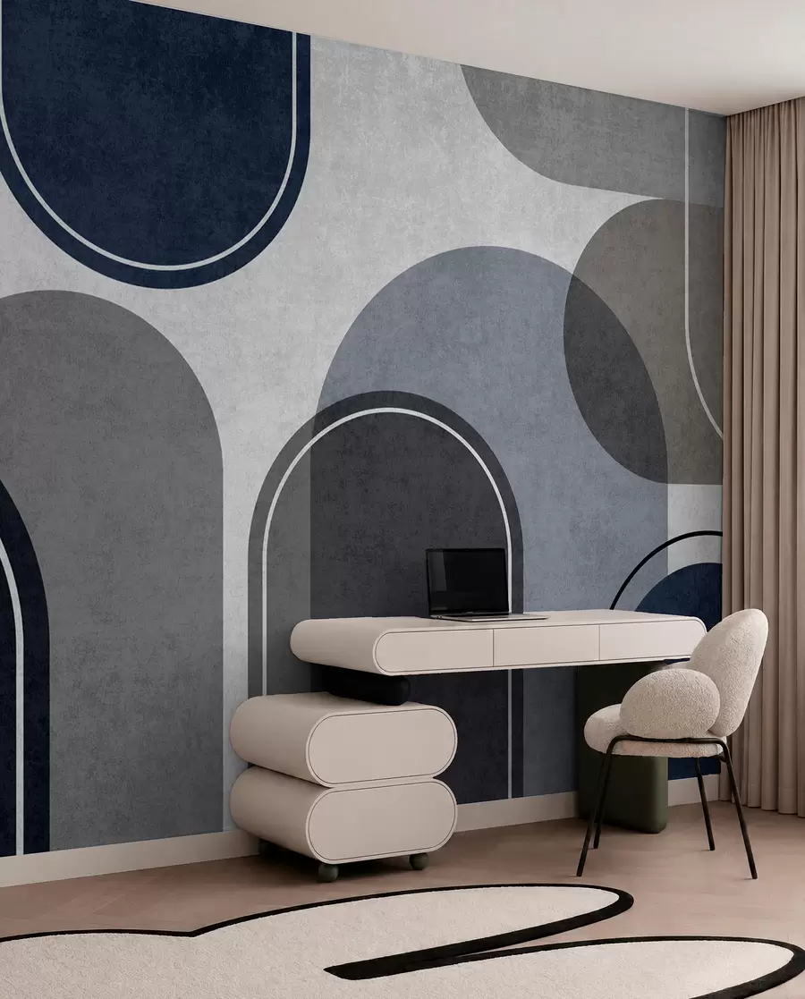 murales de pared Arcos geométricos en azul u99095v3