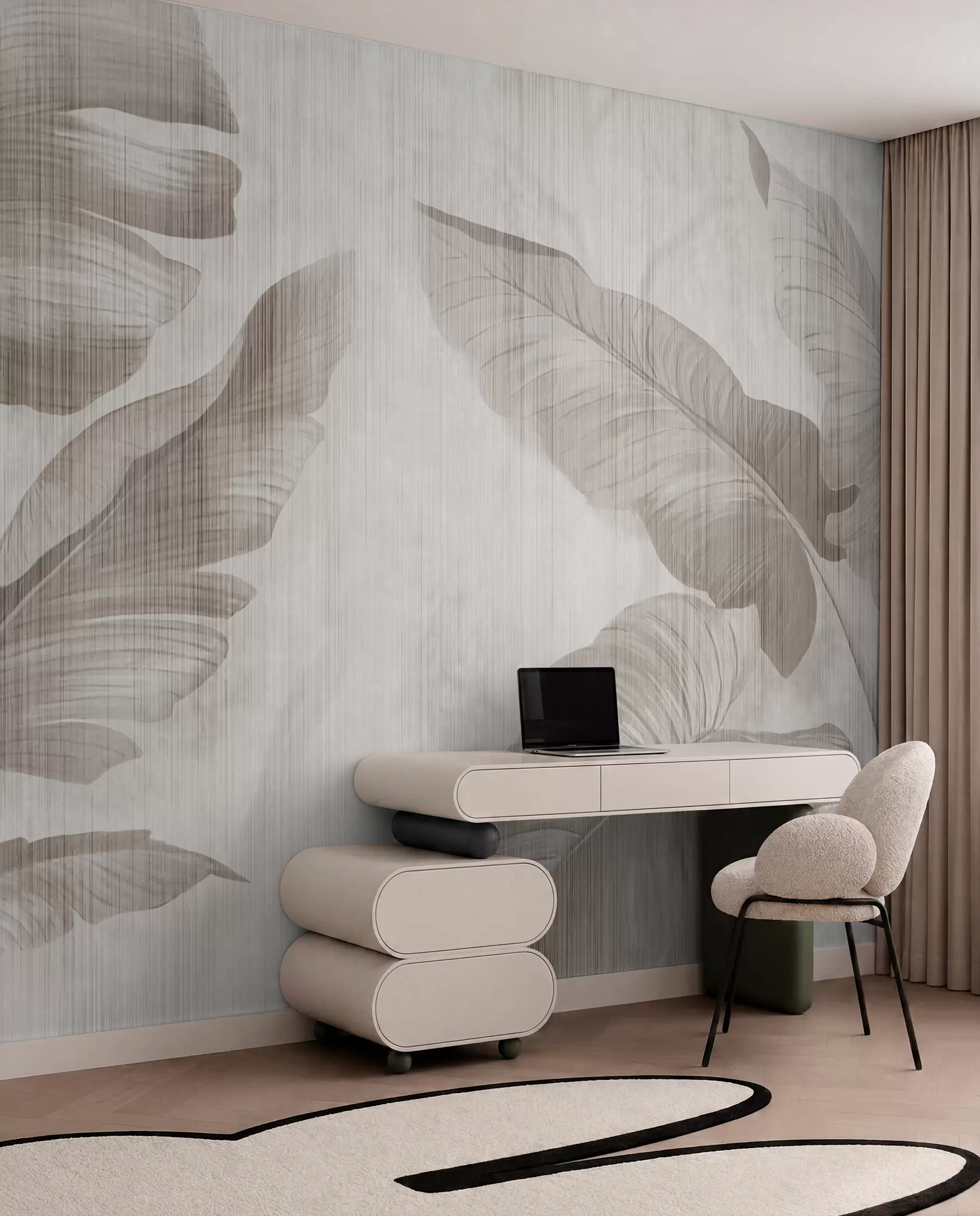 murales de pared Hojas tropicales en estilo grunge u00299d1