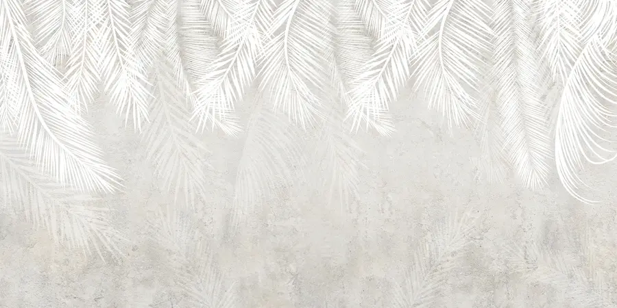 murales de pared Hojas de palmera blancas y quebradizas con textura grunge u94286d2