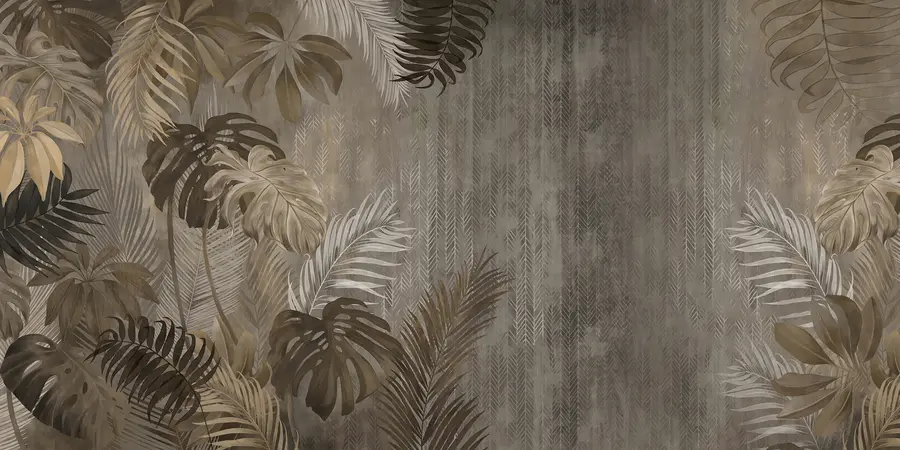 murales de pared Hojas tropicales en estilo grunge u97012d2