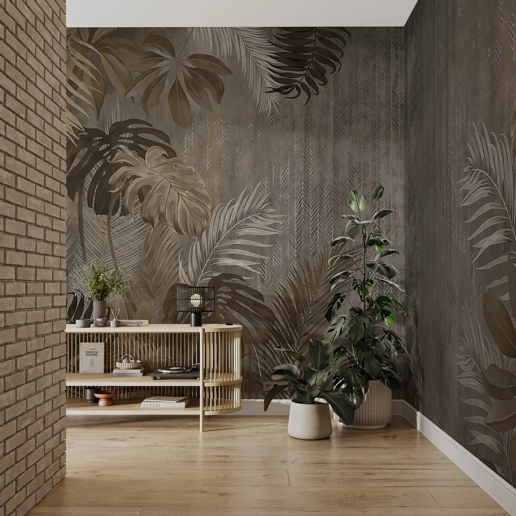 murales de pared Hojas tropicales en estilo grunge u97012d2