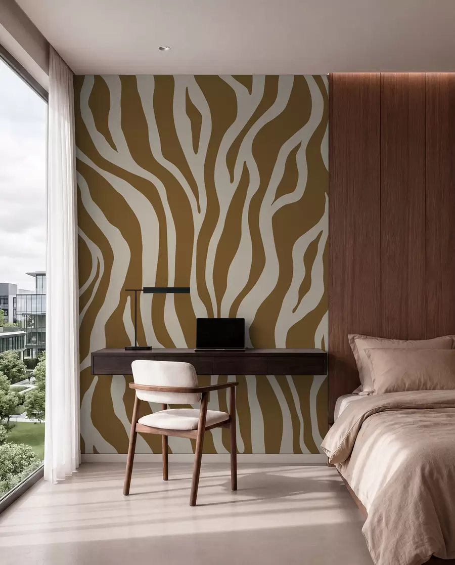 murales de pared Rayas de cebra en ocre u99173