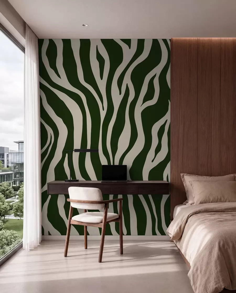 murales de pared Rayas de cebra verde bosque u99173v2