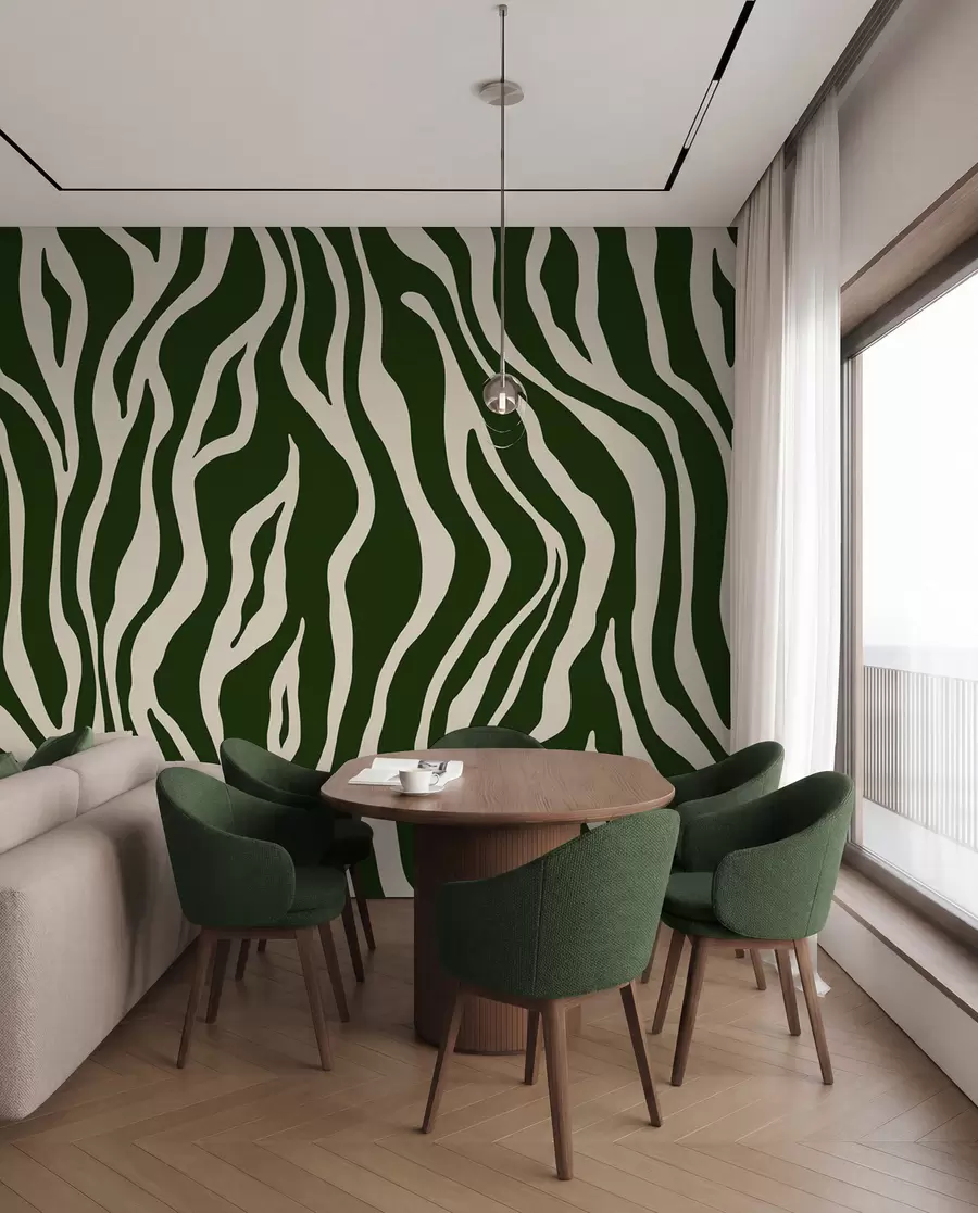 murales de pared Rayas de cebra verde bosque u99173v2